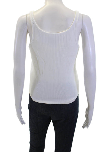J Crew Womens Round Neck Sleeveless Casual Tank Top White Size S