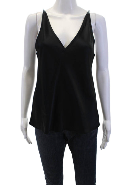 J Crew Womens Textured V-neck Sleeveless Tank Top Black Size S