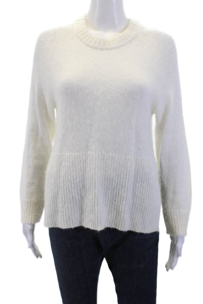 J Crew Womens Cashmere Long Sleeve Round Neck Knit Sweater White Size XS