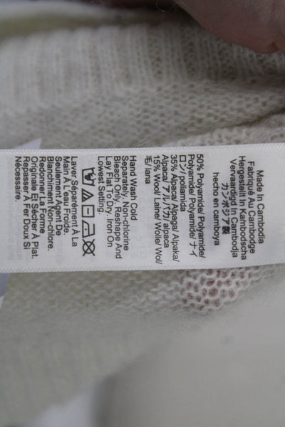 J Crew Womens Cashmere Long Sleeve Round Neck Knit Sweater White Size XS