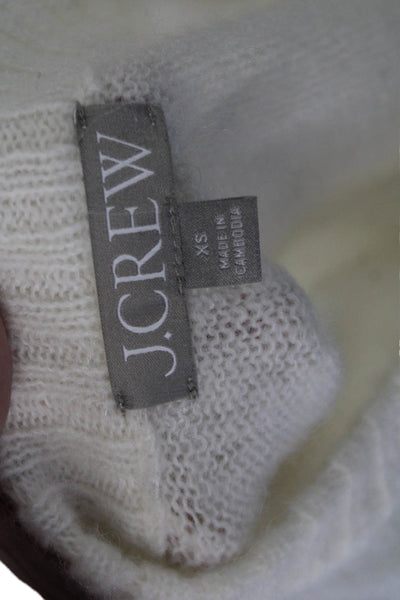 J Crew Womens Cashmere Long Sleeve Round Neck Knit Sweater White Size XS