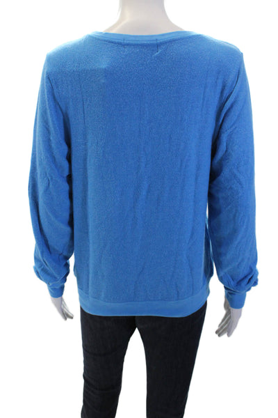 Wildfox Womens Monday Long Sleeves Sweatshirt Blue White Size Small