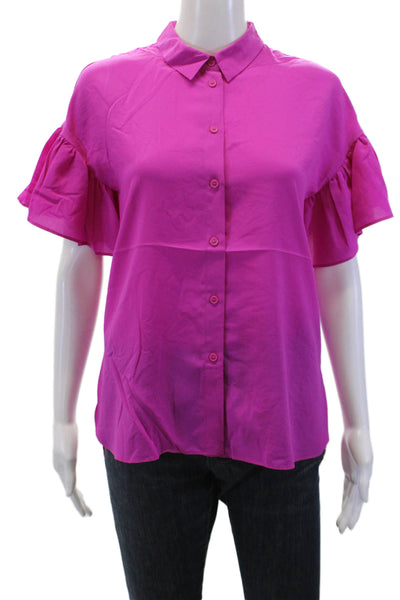 French Connection Womens Button-Down Top Pink Size S