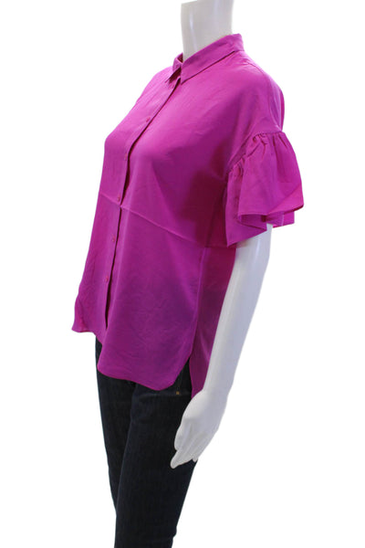 French Connection Womens Button-Down Top Pink Size S