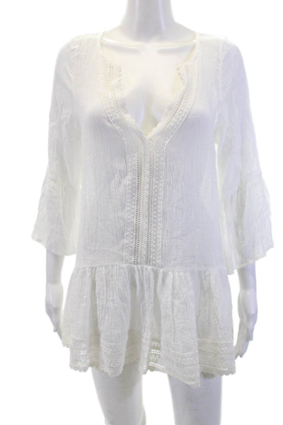 Eberjey Womens Swiss Dot A Line Tessa Dress White Cotton Size Small
