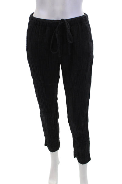 Xirena Womens Mid Rise Drawstring Waist Pants Black Cotton Size Extra Small
