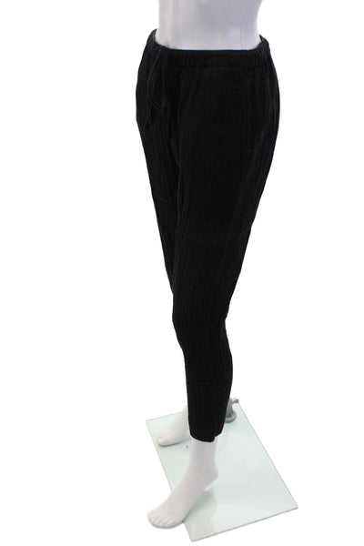 Xirena Womens Mid Rise Drawstring Waist Pants Black Cotton Size Extra Small