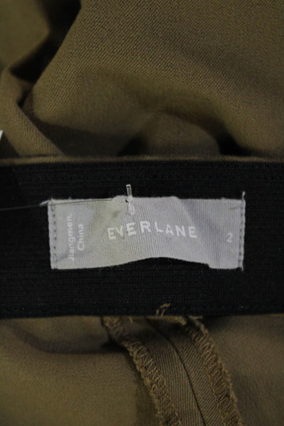 Everlane Womens Textured Lined Pleated Straight Leg Pants Tan Size S