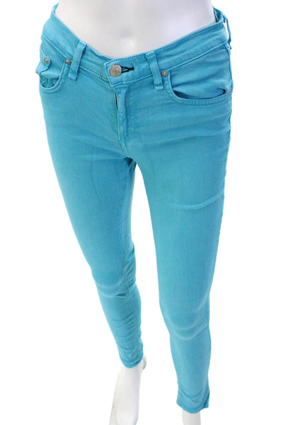 Rag & Bone Womens Zip Button Slim Leg Casual Pants Blue Size EUR 26