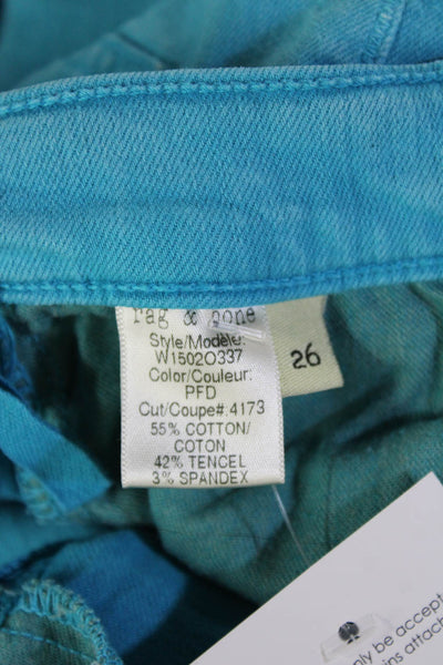 Rag & Bone Womens Zip Button Slim Leg Casual Pants Blue Size EUR 26