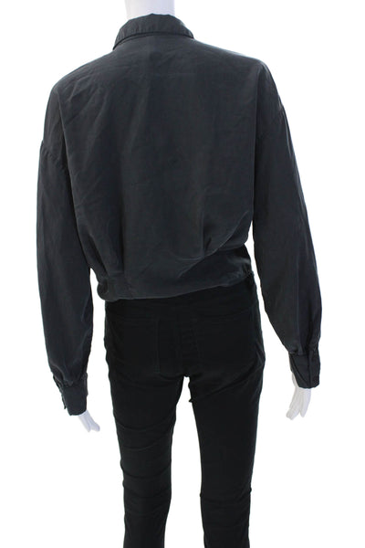 Zara TRF Collection Womens Long Sleeve Button Up Blouse Top Black Size XS