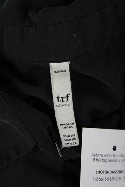 Zara TRF Collection Womens Long Sleeve Button Up Blouse Top Black Size XS
