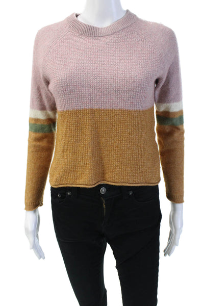 Madewell Womens Cotton + Wool Blend Sweater Top Pink Size XXS