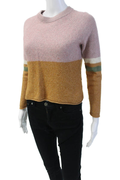 Madewell Womens Cotton + Wool Blend Sweater Top Pink Size XXS