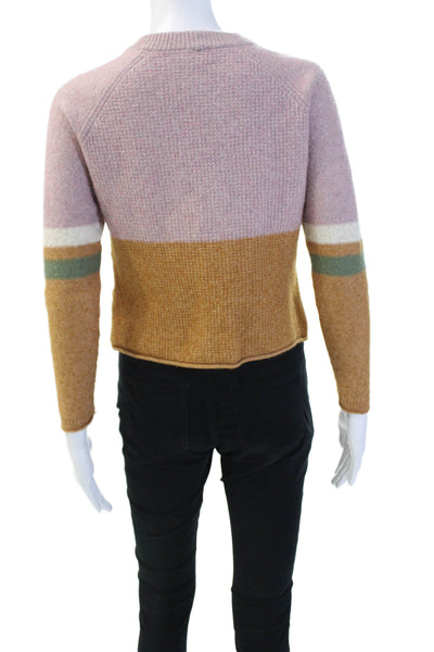 Madewell Womens Cotton + Wool Blend Sweater Top Pink Size XXS