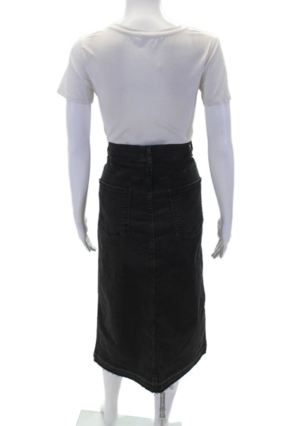 Elliott Lauren Womens Cotton Front Slit Straight Fringed Hem Skirt Black Size 12
