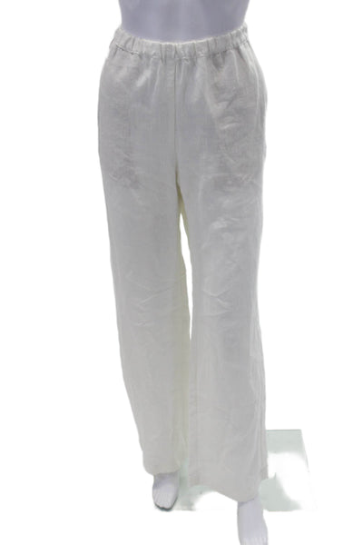 Enza Costa Womens Linen Everywhere Straight Leg Casual Pants White Size L