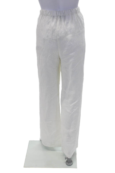 Enza Costa Womens Linen Everywhere Straight Leg Casual Pants White Size L