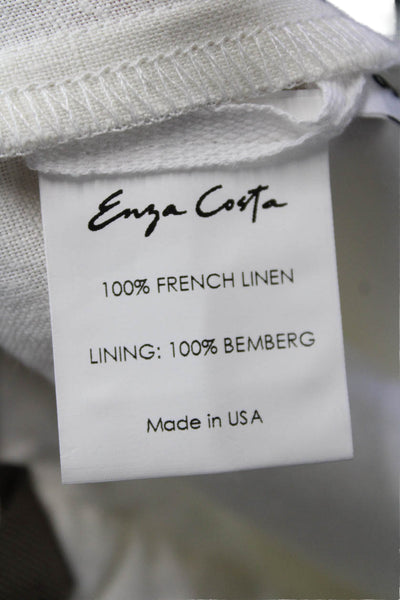 Enza Costa Womens Linen Everywhere Straight Leg Casual Pants White Size L