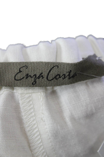 Enza Costa Womens Linen Everywhere Straight Leg Casual Pants White Size L