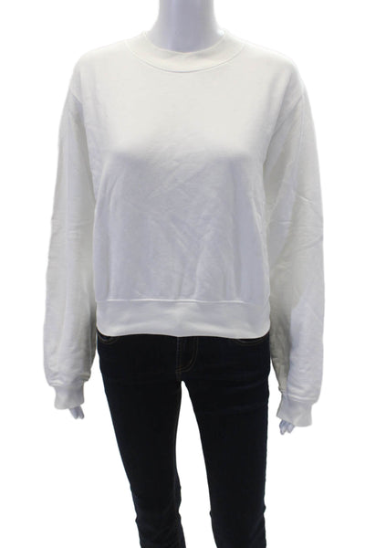 Cotton Citizen Womens Textured Long Sleeve Crewneck White Size L