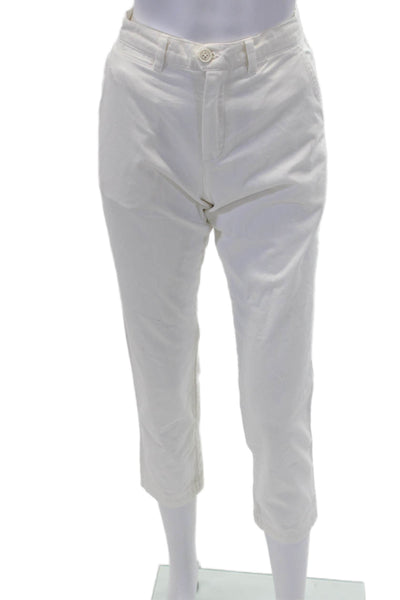 ELEVENTY Womens Textured Zip Button Slim Leg Pants White Size 14