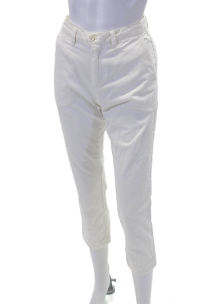 ELEVENTY Womens Textured Zip Button Slim Leg Pants White Size 14