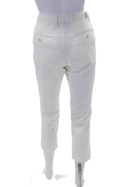 ELEVENTY Womens Textured Zip Button Slim Leg Pants White Size 14