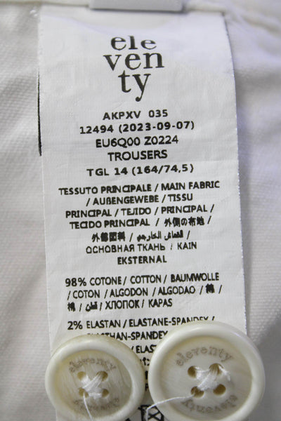 ELEVENTY Womens Textured Zip Button Slim Leg Pants White Size 14