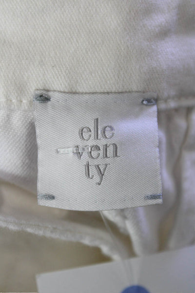 ELEVENTY Womens Textured Zip Button Slim Leg Pants White Size 14