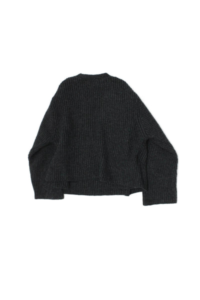 Zara Girls Long Sleeve V-neck Tie Front Knit Sweater Gray Size 4Y