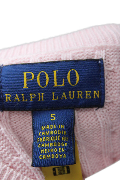 Polo Ralph Lauren Blue Label Girls Button Up Knit Cardigan Pink Size 5
