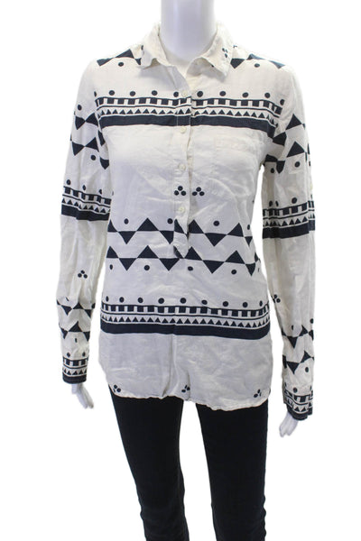 J Crew Womens Button-Up Blouse White Size S