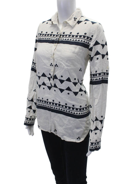 J Crew Womens Button-Up Blouse White Size S