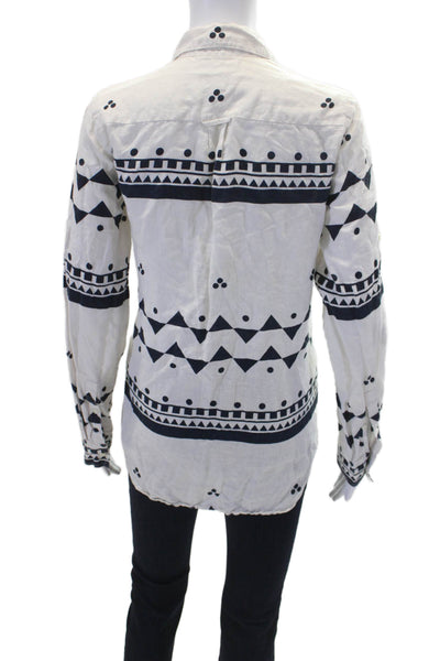 J Crew Womens Button-Up Blouse White Size S