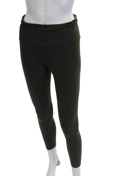 Lululemon Womens Textured Lined High Waisted Leggings Green Size S