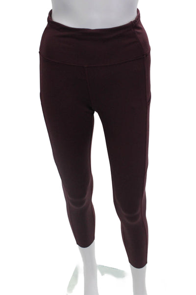 Lululemon Womens Textured Lined Athletic Leggings Burgundy Size S