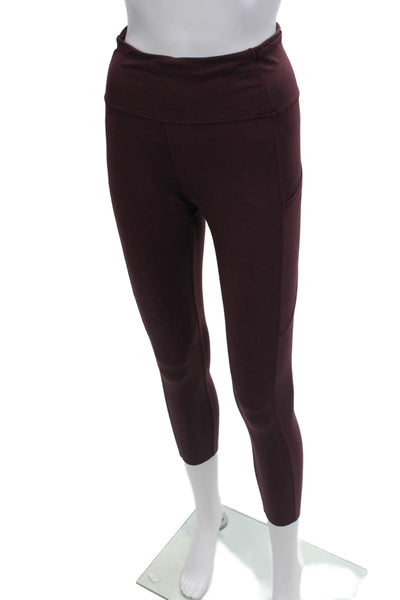 Lululemon Womens Textured Lined Athletic Leggings Burgundy Size S