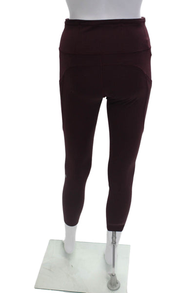 Lululemon Womens Textured Lined Athletic Leggings Burgundy Size S