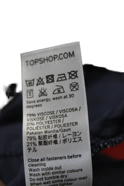Topshop Womens Short Sleeve Button Down Shirt Dress Blue Size 2