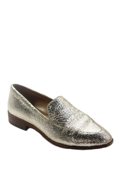 Madewell Womens Leather Slide On Loafer Flats Gold Metallic Size 7.5