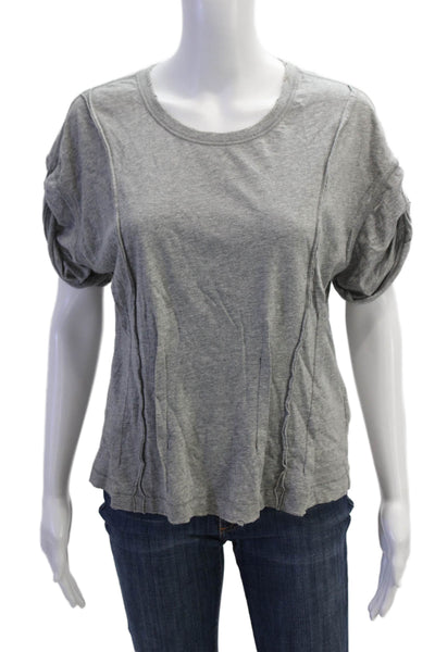 Current/Elliott Womens Short Sleeve Scoop Neck Knit Tee Shirt Gray Cotton Size 1
