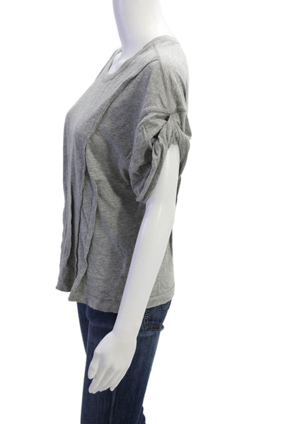 Current/Elliott Womens Short Sleeve Scoop Neck Knit Tee Shirt Gray Cotton Size 1