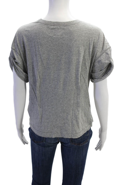 Current/Elliott Womens Short Sleeve Scoop Neck Knit Tee Shirt Gray Cotton Size 1