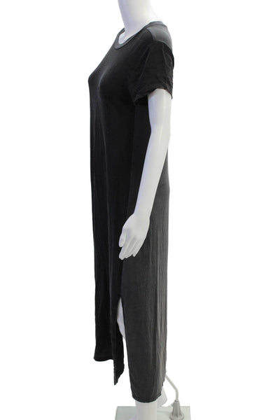 Splendid Womens Short Sleeve Scoop Neck Side Slit Shirt Dress Gray Size XS