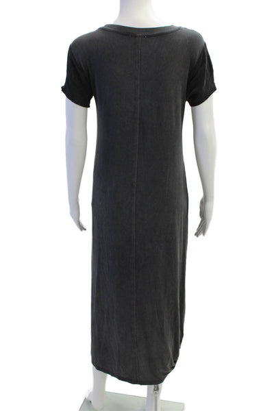 Splendid Womens Short Sleeve Scoop Neck Side Slit Shirt Dress Gray Size XS