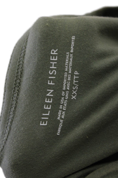 Eileen Fisher Womens Scoop Neck Midi Knit Tank Dress Green Cotton Size 2XS