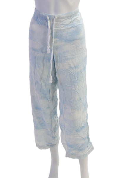 Rails Womens Mid Rise Drawstring Straight Cuffed Pants Blue White Size Small