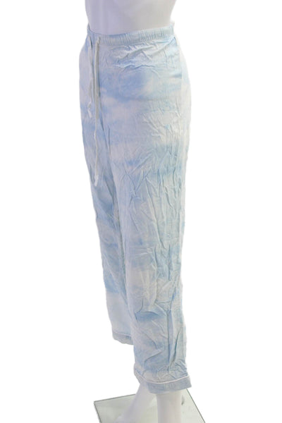 Rails Womens Mid Rise Drawstring Straight Cuffed Pants Blue White Size Small