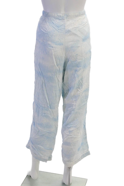 Rails Womens Mid Rise Drawstring Straight Cuffed Pants Blue White Size Small